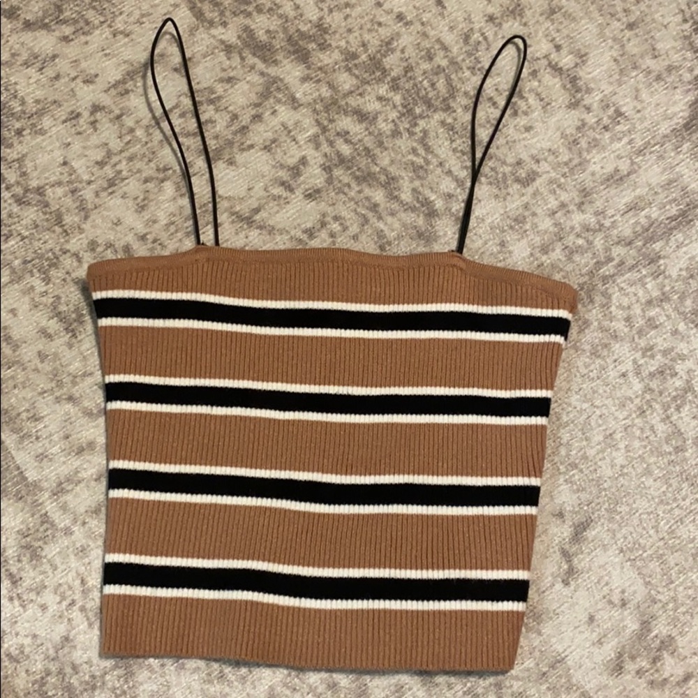 striped ribbed crop top- kendal and kylie - Picture 1 of 2